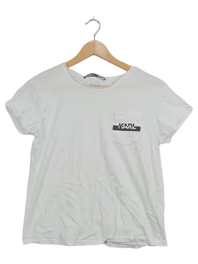 KARL LAGERFELD T-Shirt Damen Gr. 36 S Weiß Logo-Print Urban