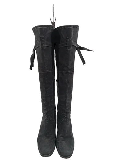 Peter Kaiser Damen Stiefel Wildleder Schwarz Gr. 39 Kniehoch Absatz