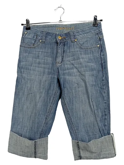 MOMENTI Damen Capri Jeans Straight Leg Gr. 36 Blau Umschlag