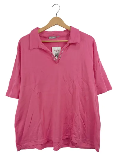 RABE Damen Poloshirt Gr. 50 Pink Kurzarm Strasssteine Casual