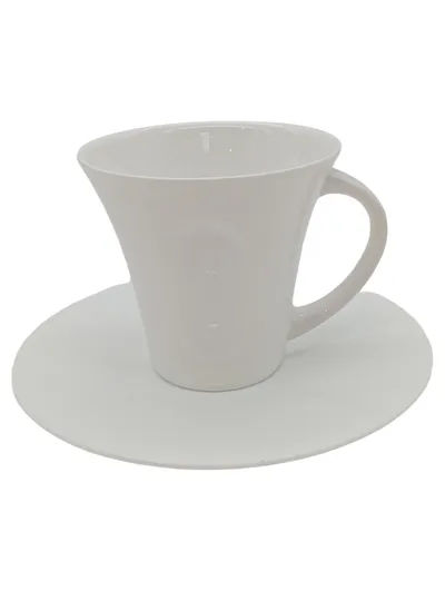 Crofton Kaffeetasse mit Untertasse Classic Bone China Porzellan Weiß