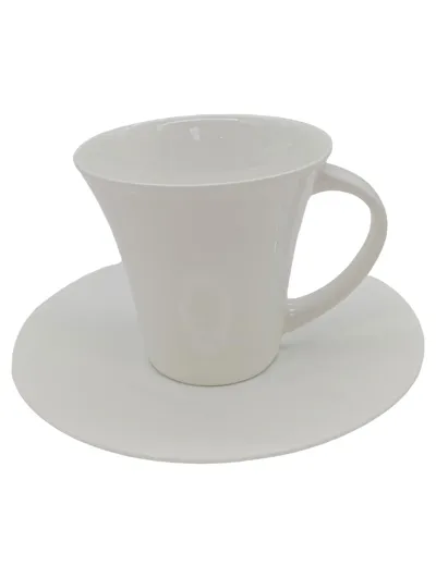 Crofton Kaffeetasse mit Untertasse Classic Bone China Porzellan Weiß 250ml