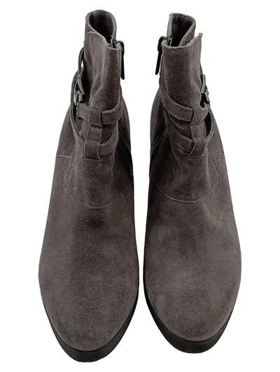 Peter Kaiser Stiefeletten Damen Gr. 39 Grau Wildleder Blockabsatz 9cm