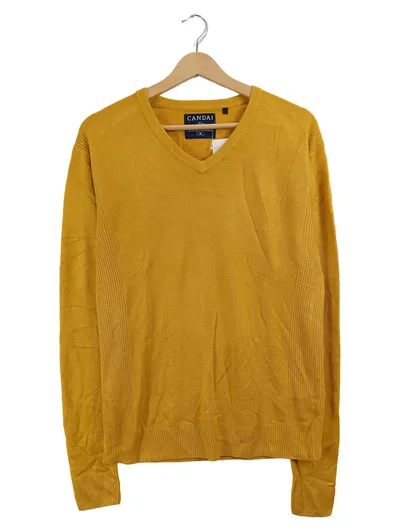 Canda Herren Pullover V-Ausschnitt Gelb Gr. M Strickpullover Klassisch