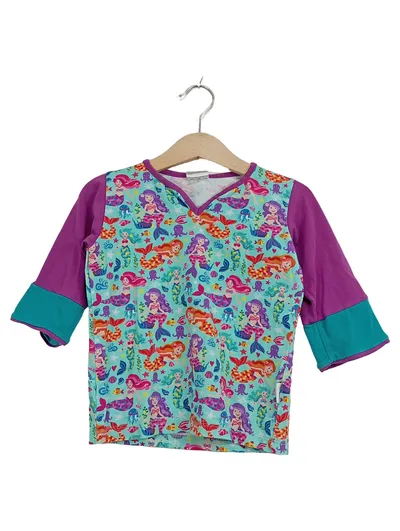 BABAUBA Kinder Langarmshirt Meerjungfrau Motiv Gr. 98 Türkis Lila