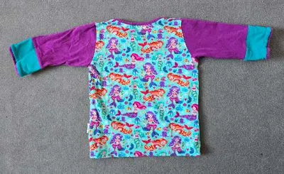 BABAUBA Kinder Langarmshirt Meerjungfrau Motiv Gr. 98 Türkis Lila