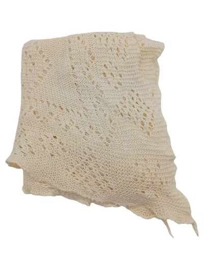 Laura Ashley Wohndecke Strickdecke Baumwolle Beige Lochmuster Made in GB