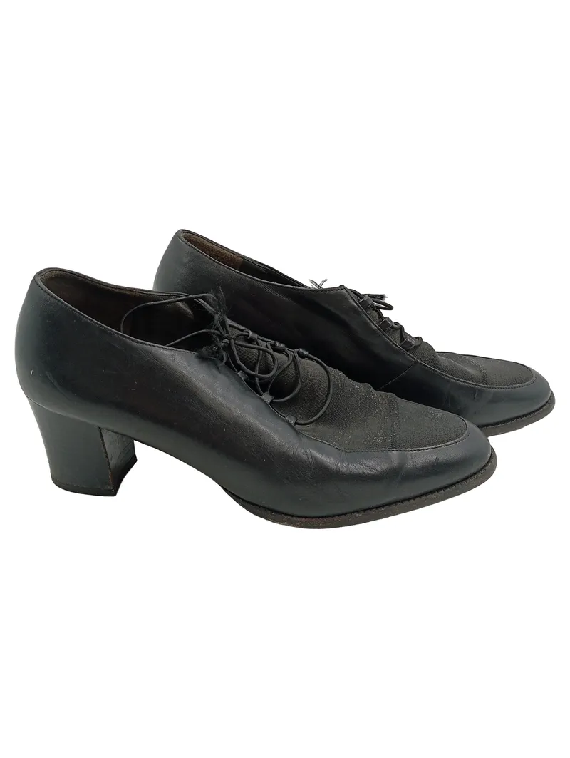 Paul Green Damen Pumps Schnürschuhe Leder Schwarz Gr. 39 Blockabsatz 1