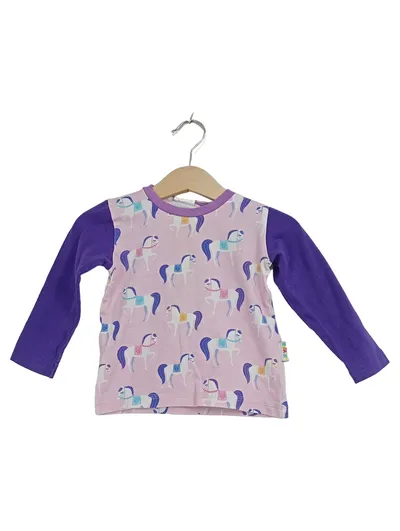 BABAUBA Kinder Langarmshirt Gr. 74 Rosa Pferde Motiv Baumwolle