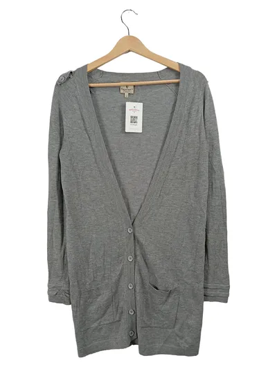 Patrizia Pepe Damen Strickjacke Grau Gr. M Cardigan V-Ausschnitt