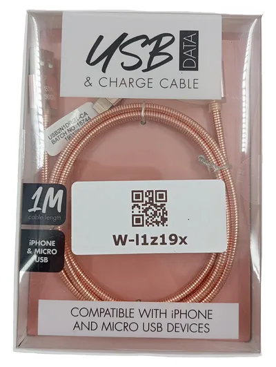 USB Daten Ladekabel 1M Rosa iPhone Micro USB Dual Connector Spiralkabel