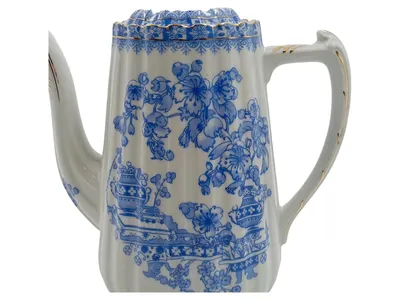 Tuppack Kaffeekanne Porzellan China Blau Tiefenfurt Goldrand 750ml Vintage