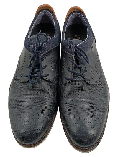 Bullboxer Herren Schnürschuhe Halbschuhe Blau Leder Gr. 44 Casual