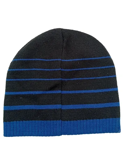 Spider-Man Kinder Mütze Beanie Strickmütze Schwarz Blau gestreift