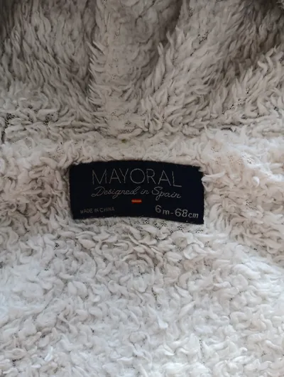 Mayoral Strickjacke Baby Gr. 68 Grau Kapuze Fleece-Futter Warm