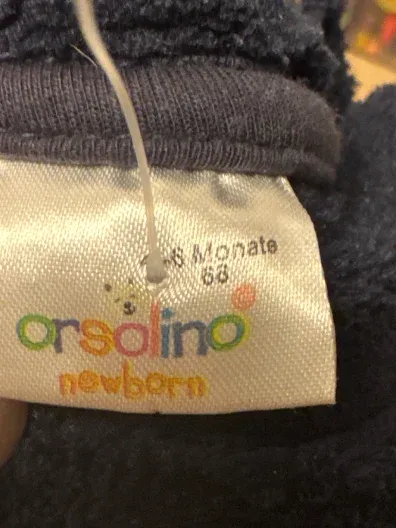 ORSOLINO Baby Fleecepullover Bär Gr. 68 Blau Weiß Punkte Langarm