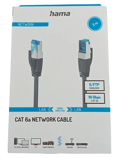 Hama CAT 6a Netzwerk Kabel 3m S/FTP 10 Gbps Gigabit Ethernet LAN Grau