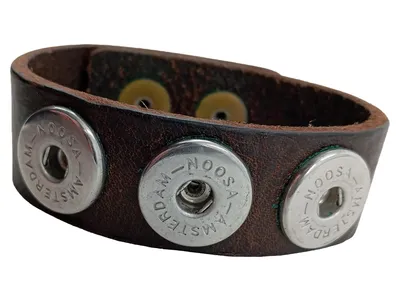 NOOSA-Amsterdam Lederarmband Braun 3 Chunk Druckknöpfe 24cm Casual