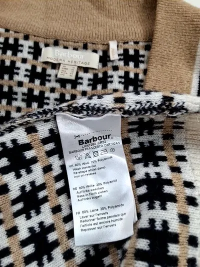 Barbour Modern Heritage Francesca Strickjacke Damen Gr. 42 Beige Schwarz Wolle
