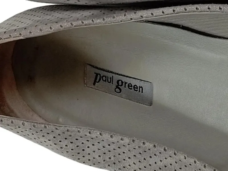 Paul Green Damen Ballerinas Gr. 39 Grau Leder perforiert Slip-On 3
