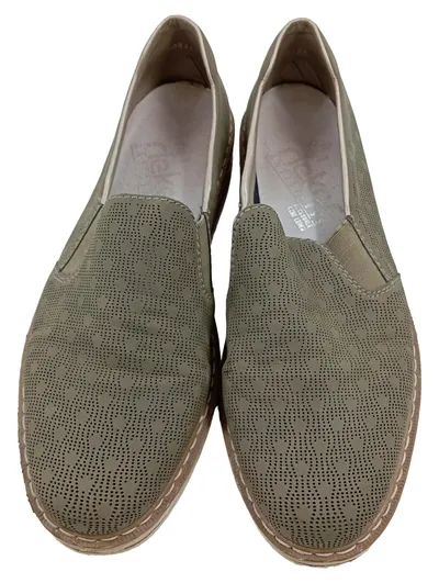 Rieker Damen Slipper Mokassins Gr. 39 Oliv Leder Slip-On Komfort