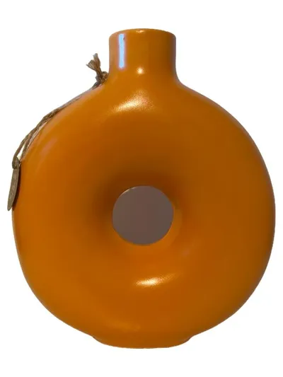 Boltze Home Vase Keramik Orange Donut-Form Rund Modern 20cm