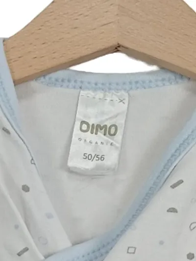 DIMO Organic Baby Body Kurzarm Gr. 50/56 Weiß Blau Geometrisch