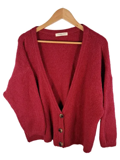 Alexandre Laurent Strickjacke Damen Gr. 44 Rot Mohair Wolle Cardigan