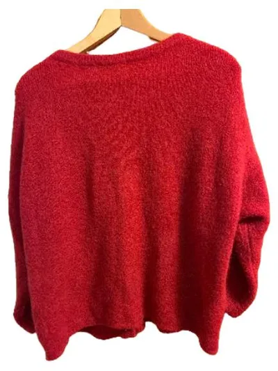 Alexandre Laurent Strickjacke Damen Gr. 44 Rot Mohair Wolle Cardigan