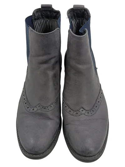 BOXX Chelsea Boots Brogue Stiefelette Damen Gr. 40 Grau Leder