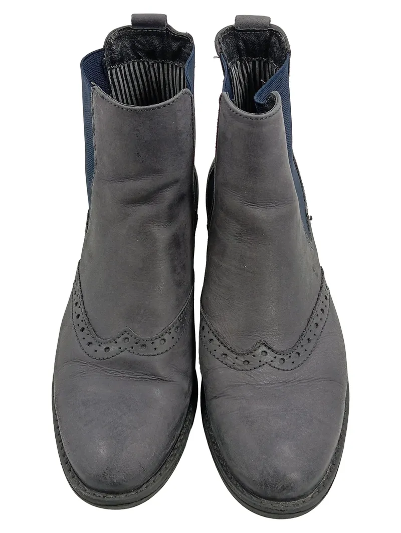 BOXX Chelsea Boots Brogue Stiefelette Damen Gr. 40 Grau Leder 2