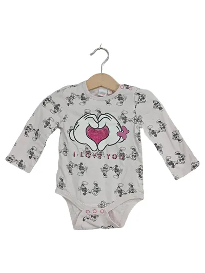 Disney Baby Body Langarm Gr. 74 Rosa Mickey Minnie Maus I Love You