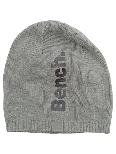 Bench. Slouch Beanie Mütze Grau Logo Strick Wintermütze Unisex
