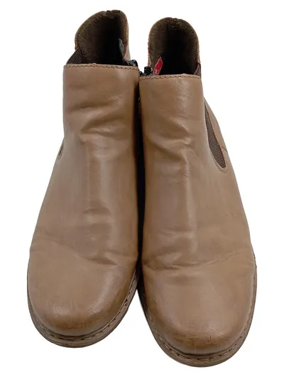 Rieker Damen Stiefeletten Chelsea Boots Gr. 41 Beige Leder Reißverschluss