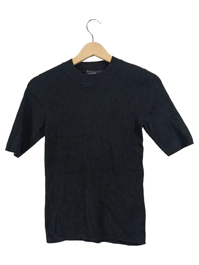 Hallhuber Damen Strickshirt Pullover Schwarz Gr. S Rippstrick Basic