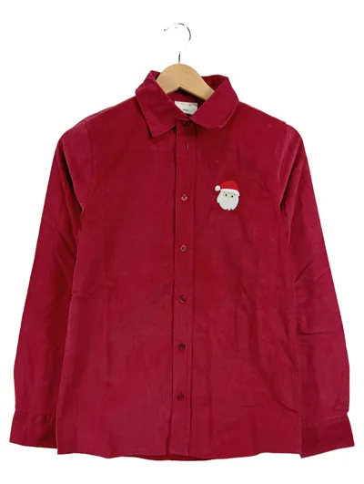 Famy Kinder Hemd Weihnachten Weihnachtsmann Rot Cord Gr. 158/164