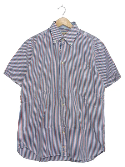 Christian Berg Freizeithemd Herren Kurzarm Gestreift Blau Retro Gr. 42 XL