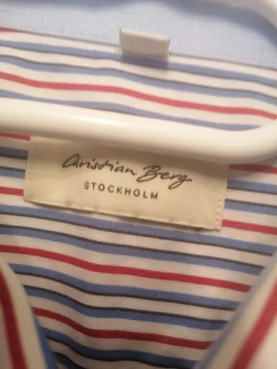 Christian Berg Freizeithemd Herren Kurzarm Gestreift Blau Retro Gr. 42 XL