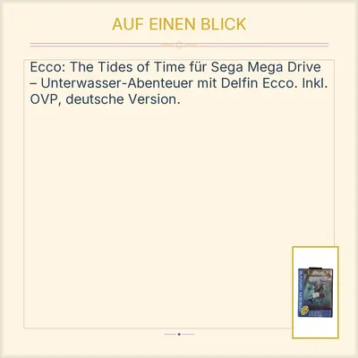 Ecco: The Tides of Time Sega Mega Drive Spiel OVP Klassiker Retro