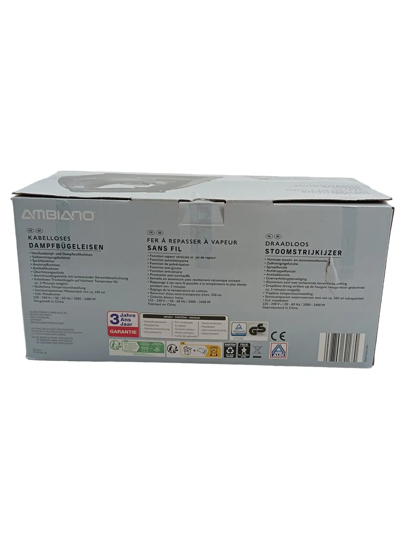 Ambiano Kabelloses Dampfbügeleisen GT-SF-SIC-06 2400W Schwarz 2