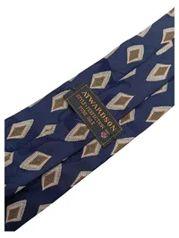 Atwardson Herren Krawatte Seide Blau Rautenmuster Klassisch Business 140cm 3