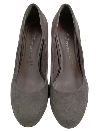 Tamaris Pumps Damen Grau Wildleder Optik Gr. 37 High Heel 8cm Klassisch