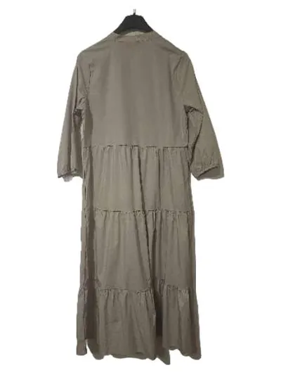 Kapalua Damen Maxi Kleid Gr. 38 Beige Bohemian Stufenkleid Rüschen