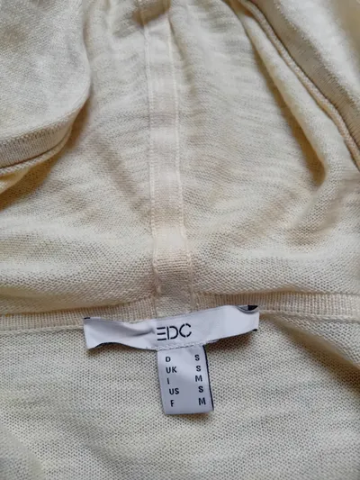 EDC by Esprit Damen Strickjacke Kapuze Gelb Gr. S 36 Baumwolle Cardigan