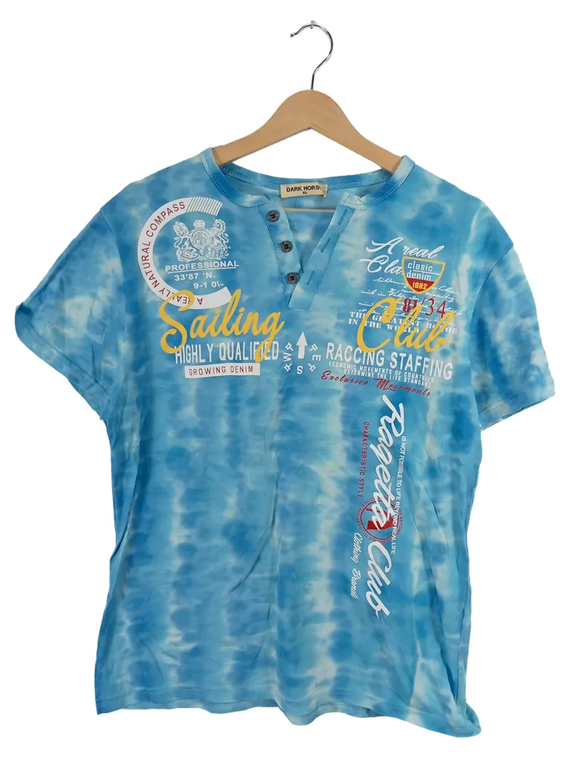 Dark Horse Herren T-Shirt Sailing Club Maritim Batik Blau Gr. XL 1