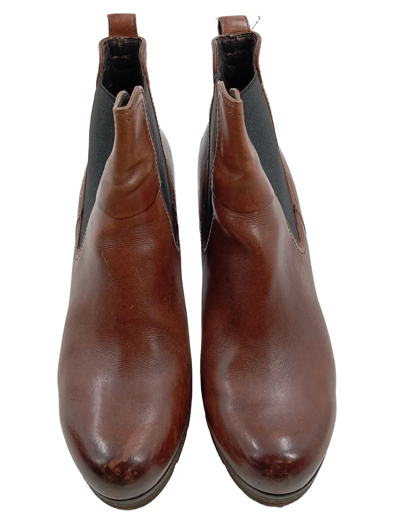 Paul Green Damen Chelsea Stiefelette Leder Braun Gr. 41 Blockabsatz 2