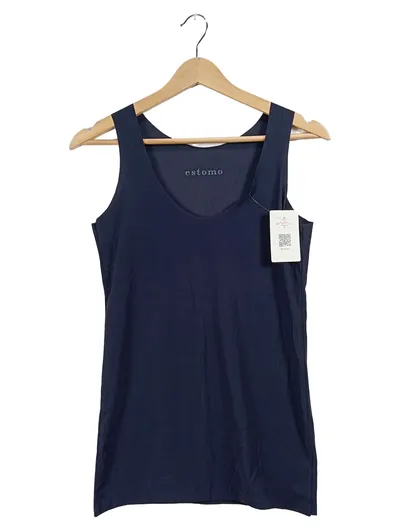 ESTOMO Damen Top Unterhemd Blau Gr. S Basic Viskose