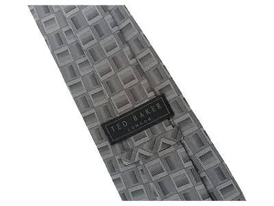 Ted Baker London Herren Krawatte Seide Grau Karomuster Geometrisch Elegant