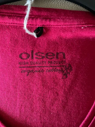 Olsen Damen Shirt V-Ausschnitt Strassbesatz Pink Gr. 36 3/4-Arm