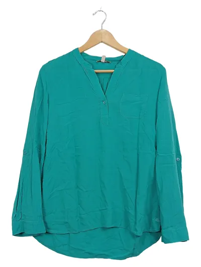Mavi Damen Bluse Tunika Gr. M Türkis Langarm V-Ausschnitt Viskose